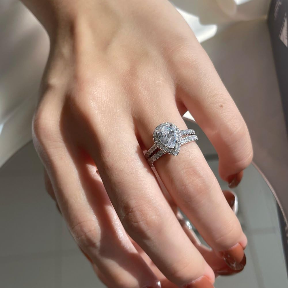 Women's pear-cut Moissanite wedding ring set - Image 2