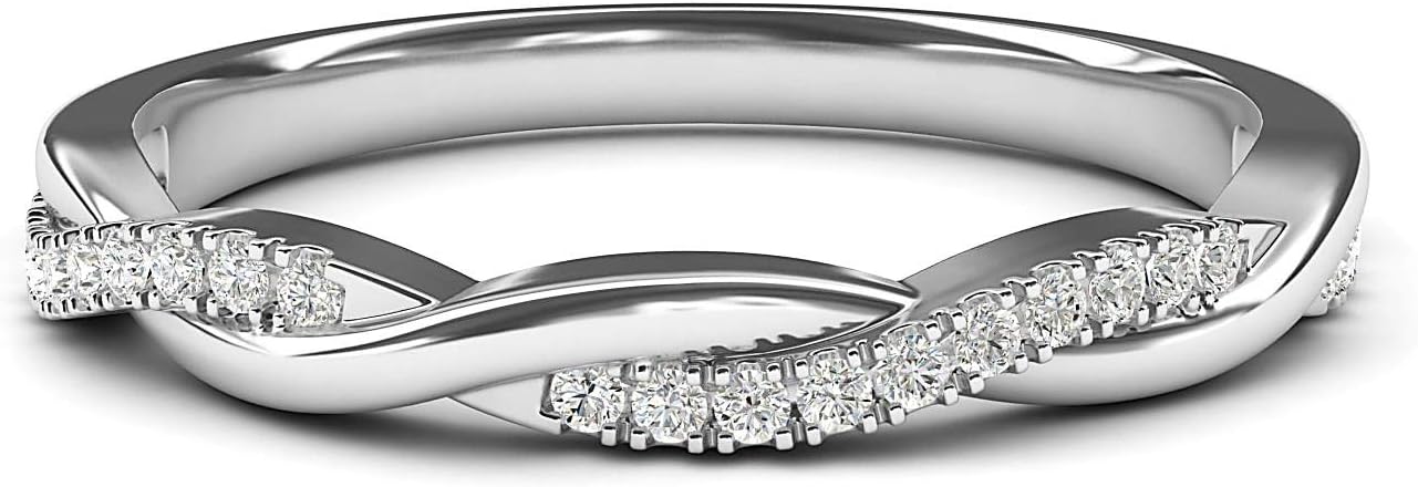 Platinum slim twisted-band simulated diamond ring / couple's ring set