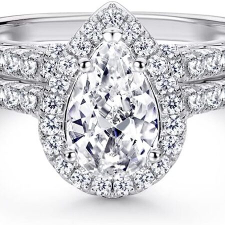 Women's pear-cut Moissanite wedding ring set