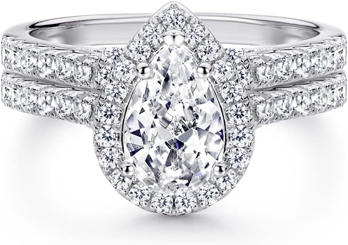 Women's pear-cut Moissanite wedding ring set