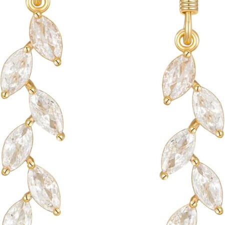 Marquise Wedding Dangle Earrings for Brides Bridesmaid, Crystal Long Bridal Earrings for Women Prom