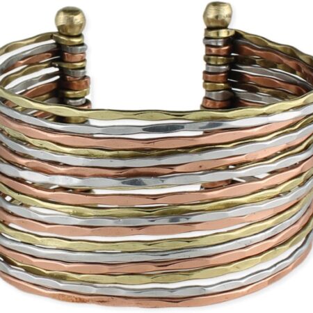 Hammered mixed-metal cuff bracelet
