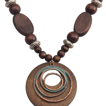 Vintage wooden pendant necklace/sweater chain