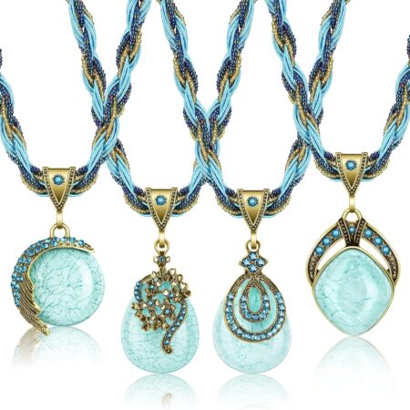 4-piece women's turquoise necklace set